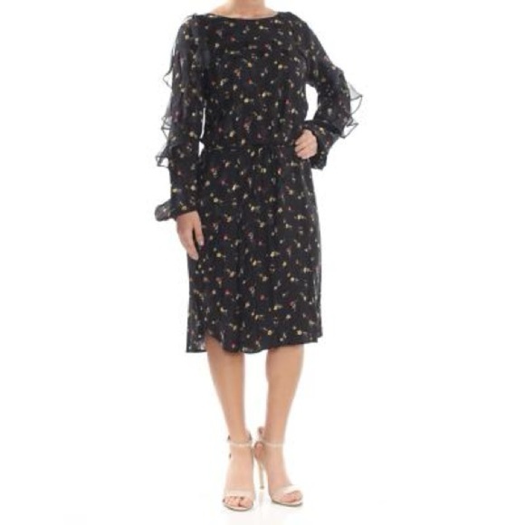 Lauren Ralph Lauren Floral Black Dress Size 10 - Picture 1 of 9